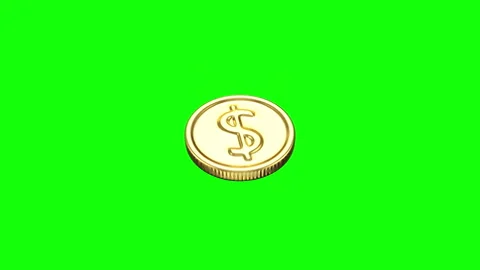 Dollar Coin Flip Animation – Appearance and Disappearance on Green Background Stock Footage 325389698