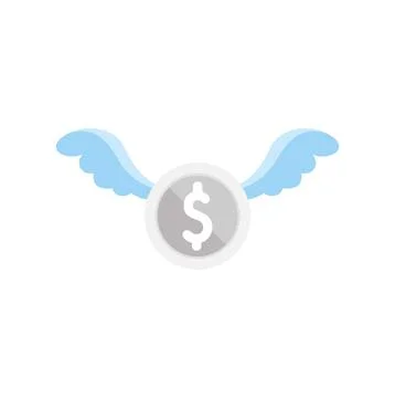 Dollar coin flying away representing financial loss Stock Illustration