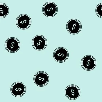 Dollar coin glyph vector seamless pattern Stock Illustration