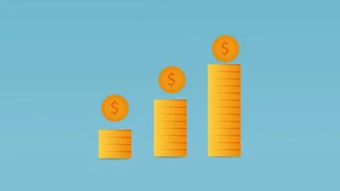 Dollar coin graph on cyan background Stock Illustration