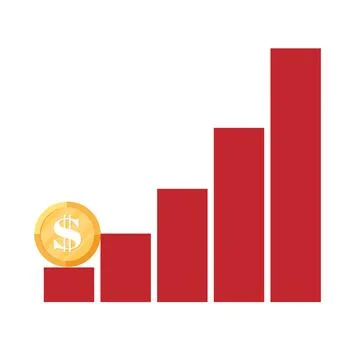 Dollar coin. Graph of the progress of decline. Stock Illustration
