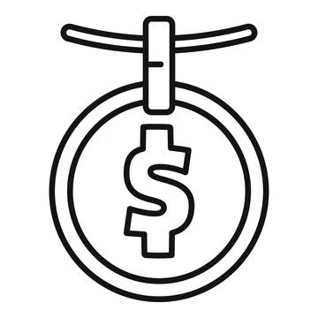 Dollar coin hanging on string Stock Illustration