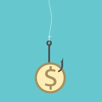Dollar coin on hook Stock Illustration