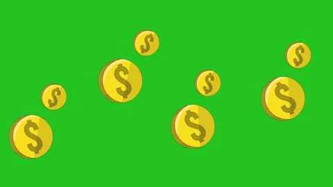 Dollar Coin Icon Animation on Green Screen Background 4K Stock Footage 338043280
