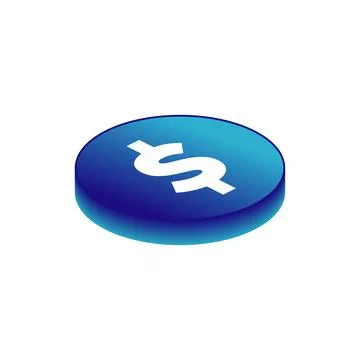 Dollar coin icon. Isometric gradient of cent coin vector icon for web design  Stock Illustration