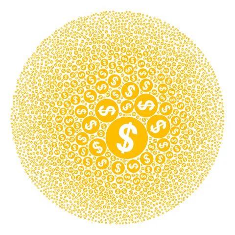 Dollar Coin Icon Spheric Bubble Collage Illustrazione stock