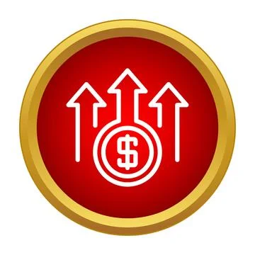 Dollar coin increasing with rising arrows icon Stock Illustration