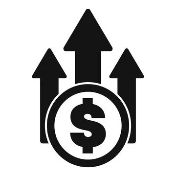 Dollar coin increasing value with up arrows Stock Illustration