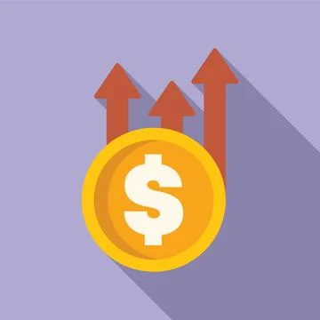Dollar coin increasing in value with upward arrows Stock Illustration