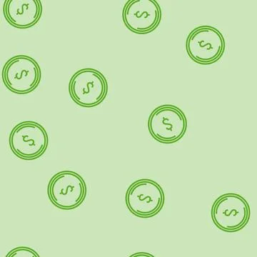 Dollar coin line vector seamless pattern Stock Illustration