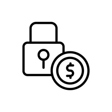 Dollar coin lock icon. Simple line, outline vector elements of bankruptcy icons Illustrazione stock