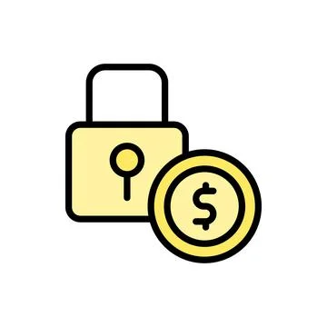 Dollar coin lock icon. Simple color with outline vector elements of bankruptcy イラスト素材