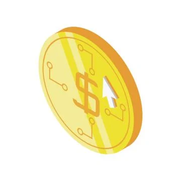 Dollar coin with mouse cursor on white background イラスト素材