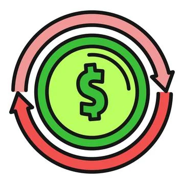Dollar coin refund return money transaction icon Stock Illustration
