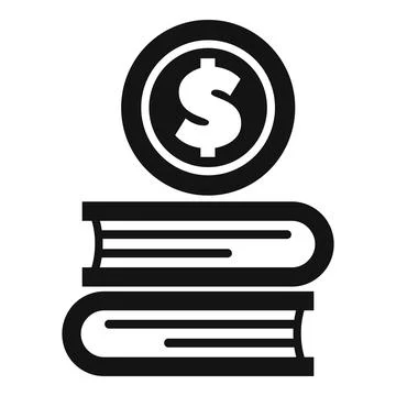 Dollar coin resting on stack of books symbolizing financial education Stock Illustration