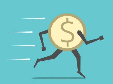 Dollar coin running Stock Illustration