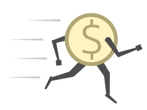 Dollar coin running isolated Stock Illustration