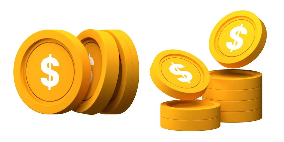 Dollar Coin Stack 3d Illustration Stock Illustration