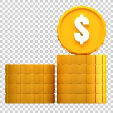 Dollar Coin Stack 3d Illustration Stock Photos