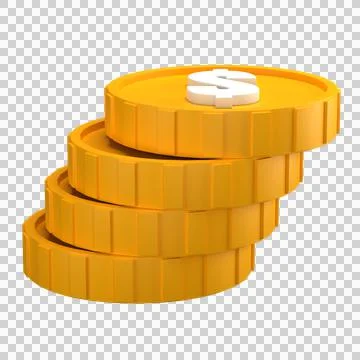 Dollar Coin Stack 3d Illustration Stock Photos