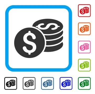 Dollar Coin Stack Framed Icon Stockillustratie