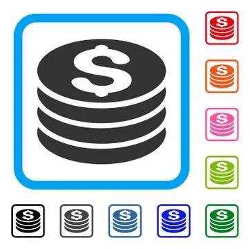 Dollar Coin Stack Framed Icon Illustrazione stock