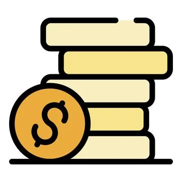 Dollar coin stack icon color outline vector Stock Illustration