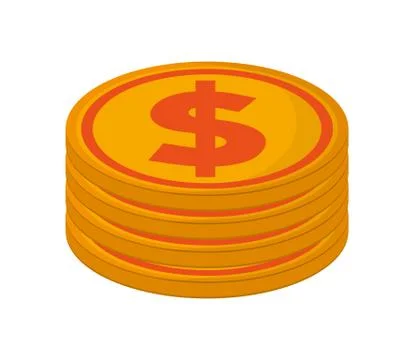 Dollar coin stack icon Stock Illustration