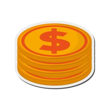 Dollar coin stack icon Stock Illustration