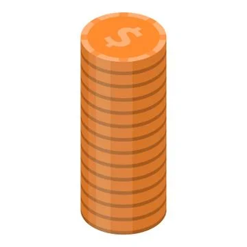 Dollar coin stack icon, isometric style Stock Illustration