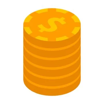 Dollar coin stack icon, isometric style Stock Illustration