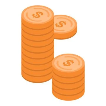 Dollar coin stack icon, isometric style Stock Illustration
