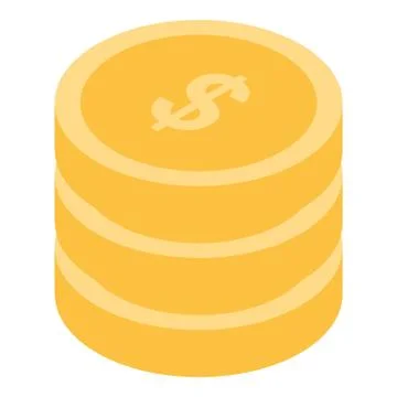 Dollar coin stack icon, isometric style Illustrazione stock
