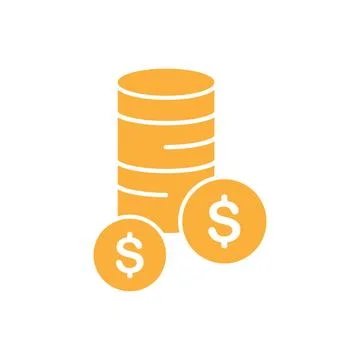 Dollar coin stack icon logo design template isolated illustration Stock Illustration