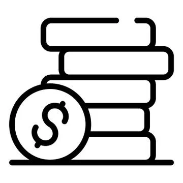 Dollar coin stack icon, outline style Stock Illustration