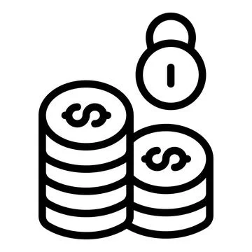 Dollar coin stack icon, outline style Ilustração Stock