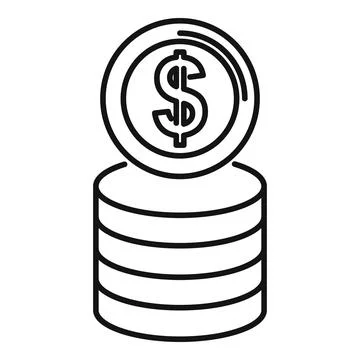 Dollar coin stack icon, outline style 스톡 일러스트