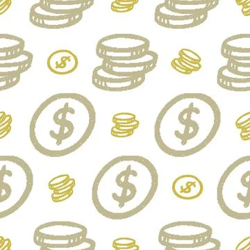 Dollar Coin Stack Seamless Pattern. Vector seamless pattern illustration Stock Illustration