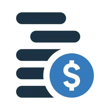 Dollar, coin stacks icon. Simple editable vector design isolated on a white.. Stock Illustration