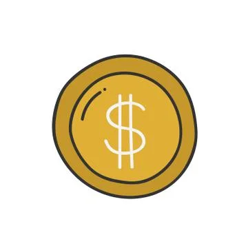 Dollar coin thin line icon isolated on white. Vector illustration Stock Illustration