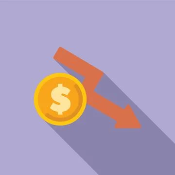 Dollar coin value decreasing showing financial crisis Stock Illustration