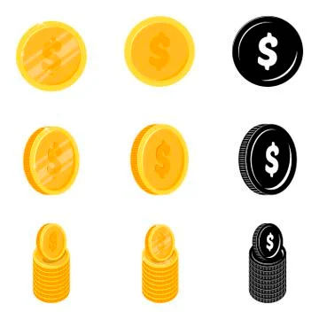 Dollar coin vector icon template Stock Illustration