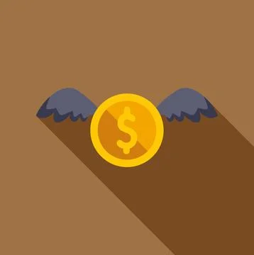 Dollar coin with wings flying concept Stock Illustration