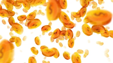 Dollar Coins Falling Background Loop Video stock 113921163