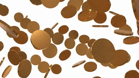 Dollar coins falling. White background Stock Footage 104821211