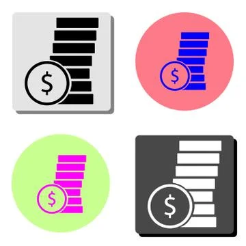 Dollar coins. flat vector icon Stock Illustration