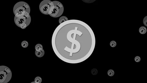 Dollar coins floating background with one large coin centered among smaller.. Stock Footage 339278700