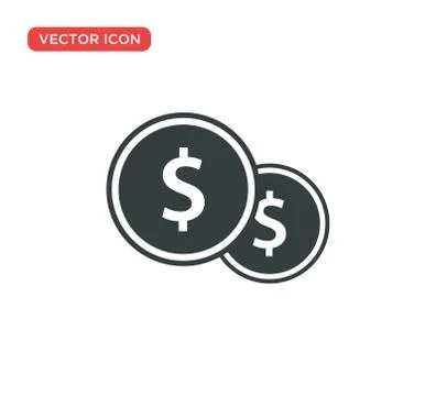 Dollar Coins Icon Vector Illustration Design Stock Illustration