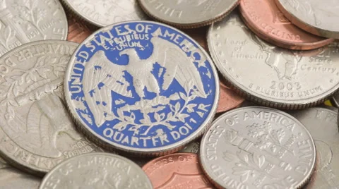 Dollar coins macro rotating Stock Footage 59555157
