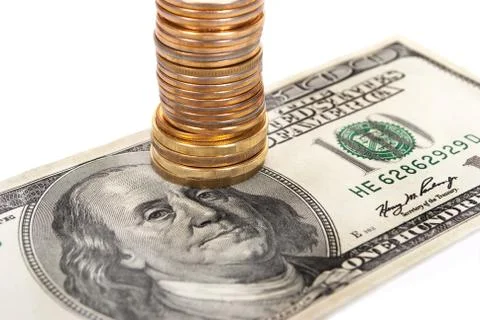 Dollar with coins Stock Photos